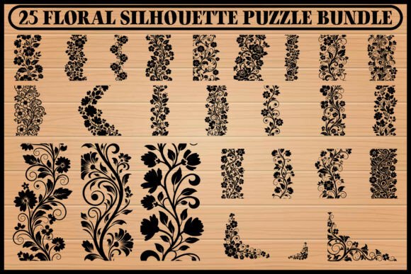 25 Floral Silhouette Puzzle Bundle: Elevating Design with Botanical Precision