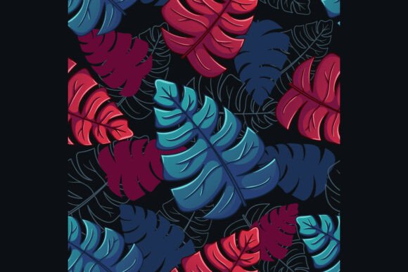 Colorful Summer Tropical Leaves Pattern