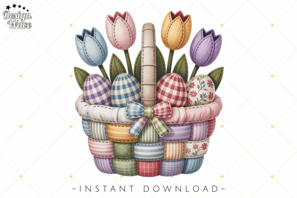 Easter Basket Tulip PNG for Spring Designs