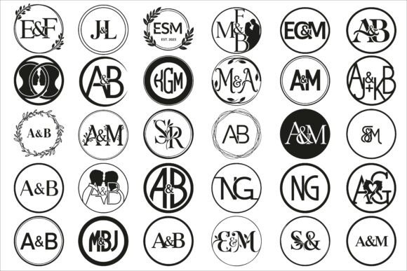 Elegant Couple Initial Circle Monogram Guide