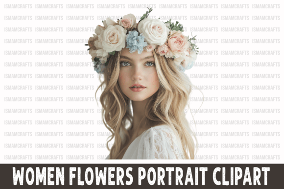 Elevate Your Creative Projects with Women with Flowers Portrait Clipart PNG