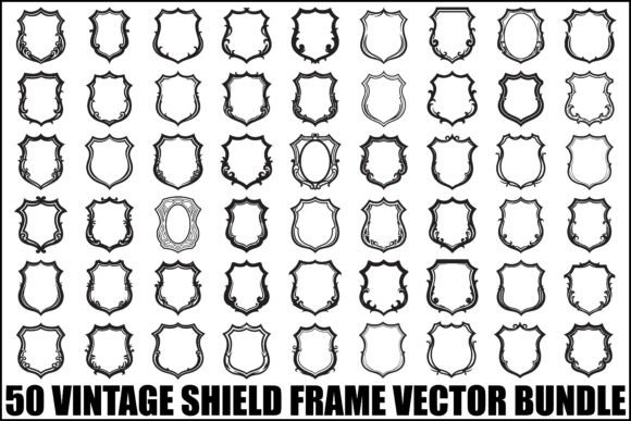 Elevate Your Design Projects with the Vintage Shield Frame Vector Bundle