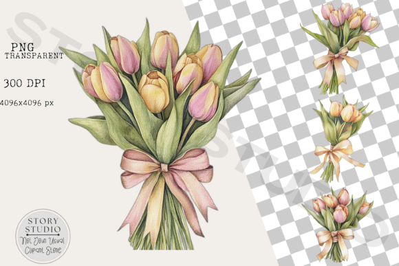 Elevate Your Spring Designs with Beautiful Easter Tulip Bouquet Clipart