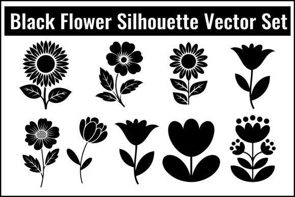 Evaluating the Black Flower Silhouette Vector Set for Design Projects