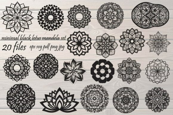 Minimal Black Lotus Mandala Bundle: Precision Design for Modern Makers