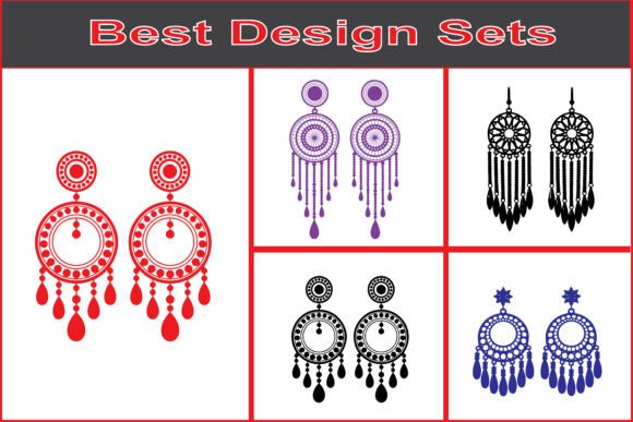 Ornamental Earrings Vector Design Set