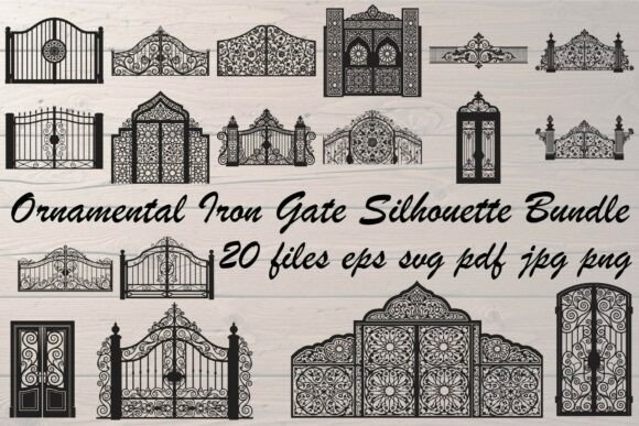 Ornamental Iron Gate Silhouette Bundle