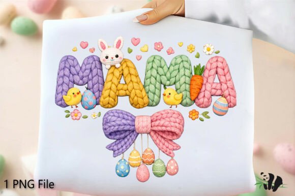 Preppy Mama PNG: Faux Yarn Easter Design