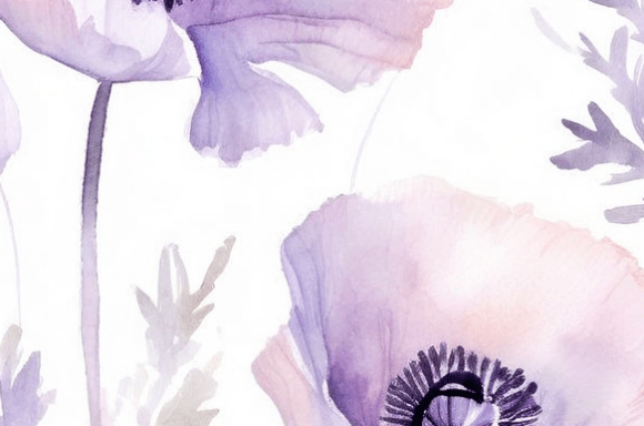 Soft Purple Poppies Watercolor Art