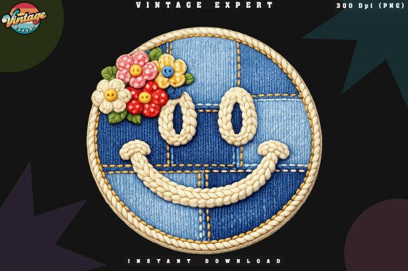 Strategic Branding with the Denim Smiley Crochet Yarn Faux PNG