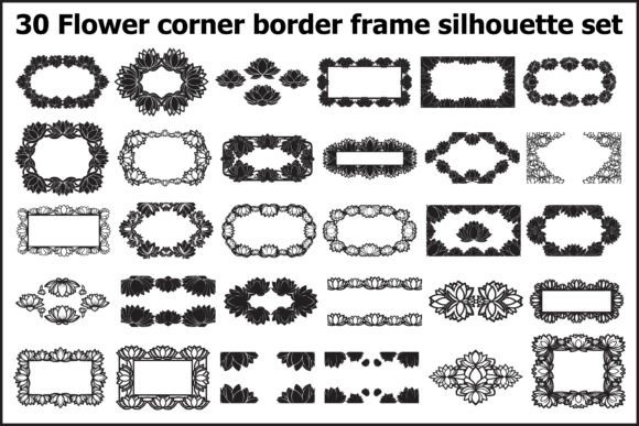 Strategic Design Assets: Leveraging 30 Flower Corner Border Frame Silhouette for Brand Consistency