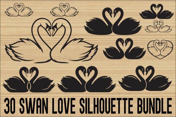 Swan Love Silhouette SVG Bundle: Elevating Romantic Designs with Precision and Grace
