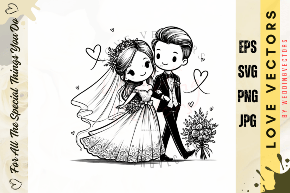 Unlocking the Romantic Potential of Wedding Couple and Love Vectors - C4989