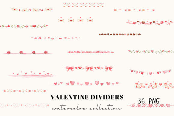 Valentine Watercolor Dividers: Soft Romance