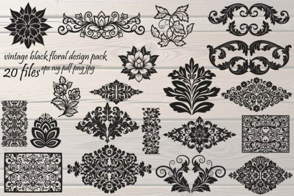 Vintage Black Floral Design Bundle: Elevating Modern Craft with Timeless Elegance