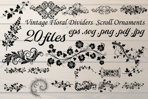 Vintage Floral Divider Scroll Ornaments