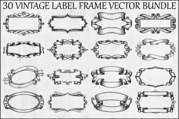 Vintage Label Frame Vector Bundle: Elevate Your Branding with Timeless Retro Design